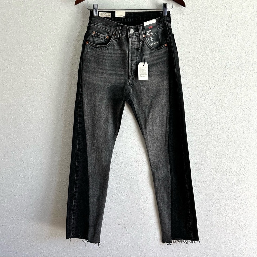 Levi's 501 Jeans Women's Size 24x30 Black Gray Denim  Button Fly Straight Leg